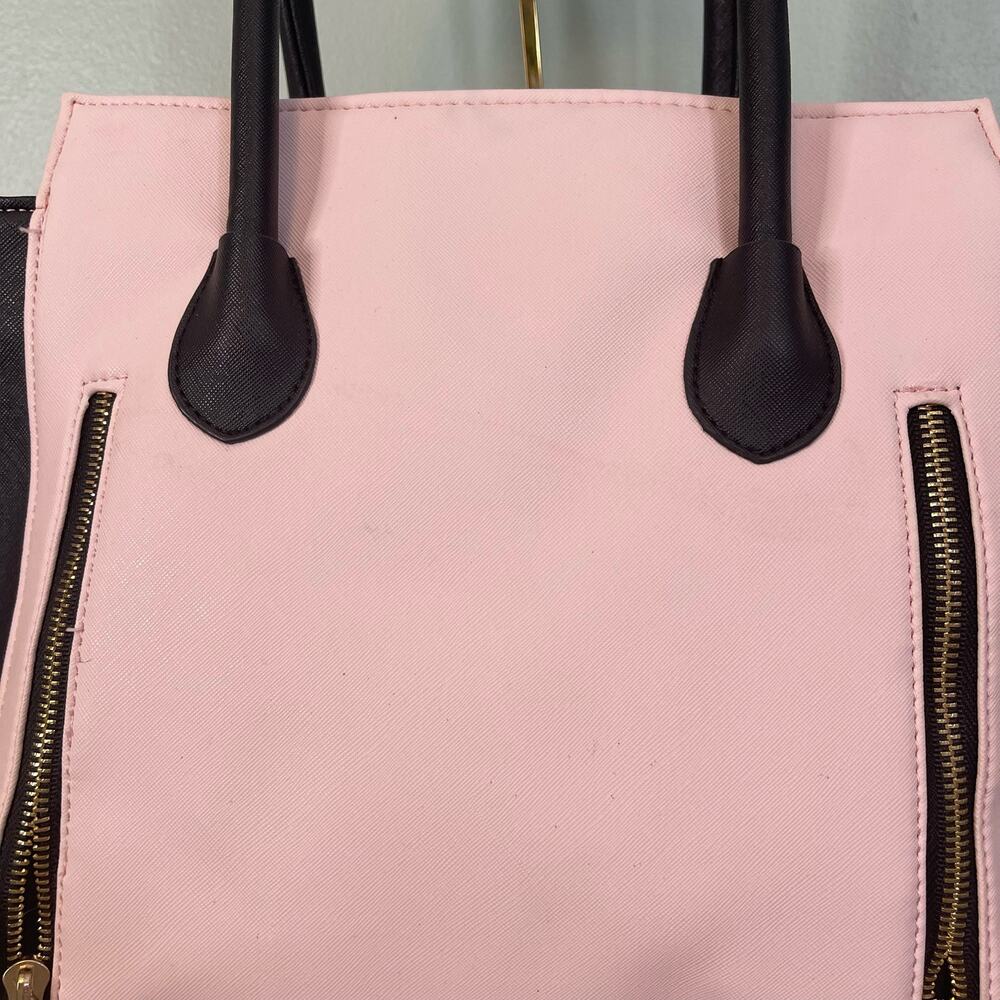 MAC DUGGAL Satchel Shoulder Handbag Womens Synthetic Convertible PVC Pink Black - Picture 11 of 12
